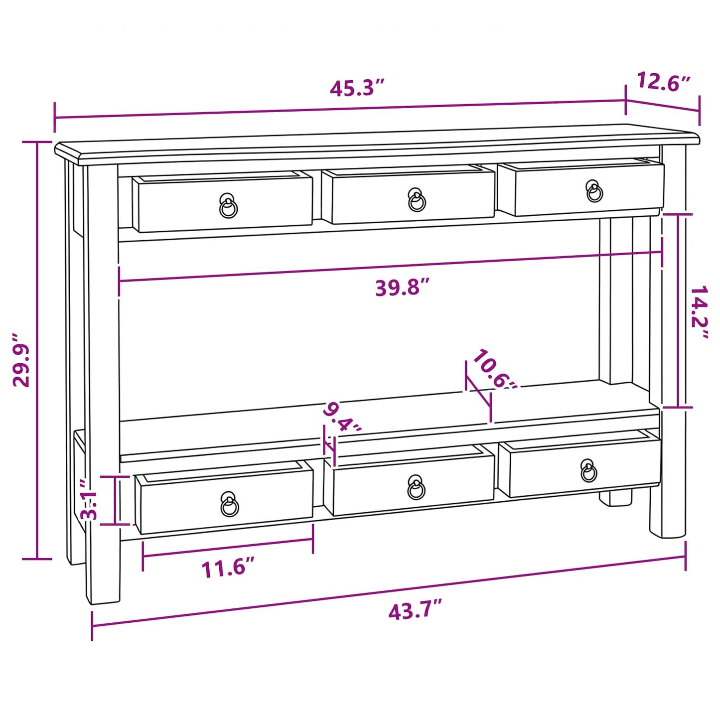 Console Table Natural 115 x 32 x 76 cm Solid Mahogany Wood