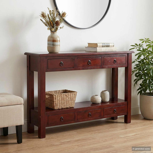 Console Table Brown 115 x 32 x 75.5 cm Solid Mahogany Wood