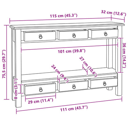 Console Table Brown 115 x 32 x 75.5 cm Solid Mahogany Wood