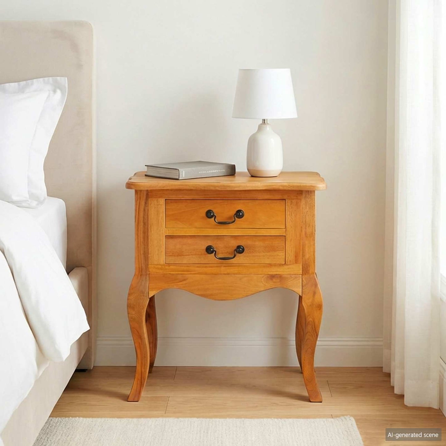 Side Table Natural 60.5 x 30 x 61 cm Solid Mahogany Wood