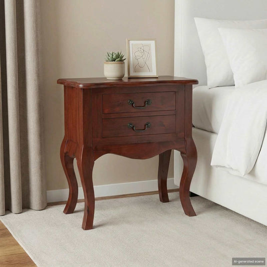 Side Table Brown 60.5 x 30 x 61 cm Solid Mahogany Wood