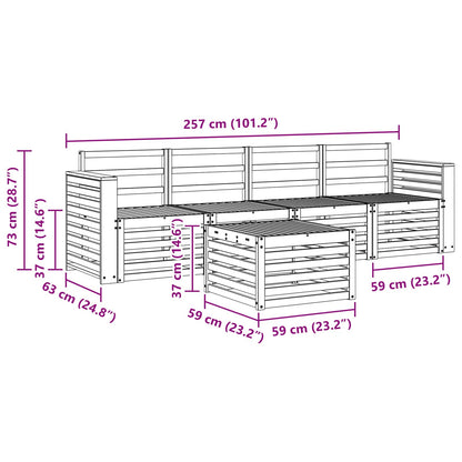 Sofa Sets 5 pcs Natural Solid Acacia Wood