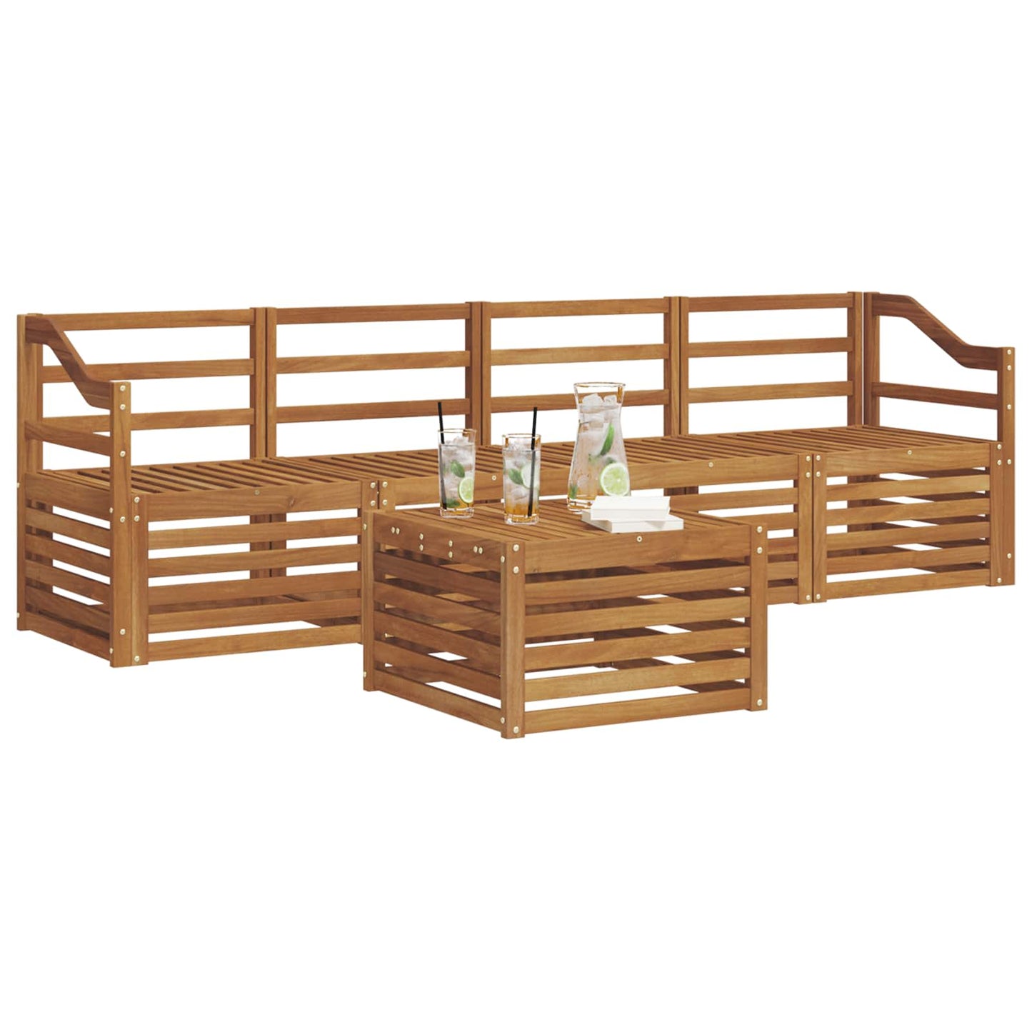 Sofa Sets 5 pcs Natural Solid Acacia Wood