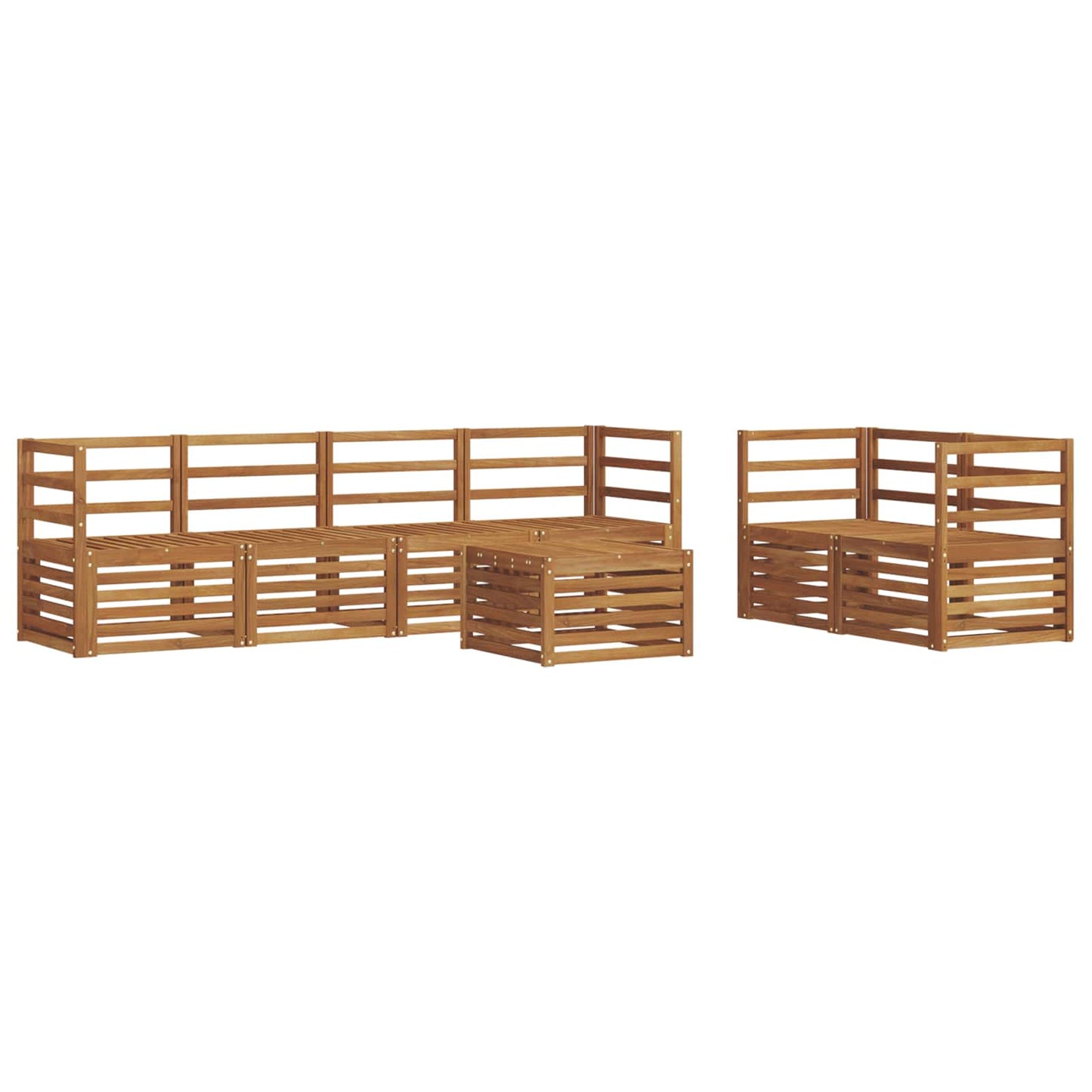 Outdoor Sofa Set 7 pcs Natural Solid Acacia Wood
