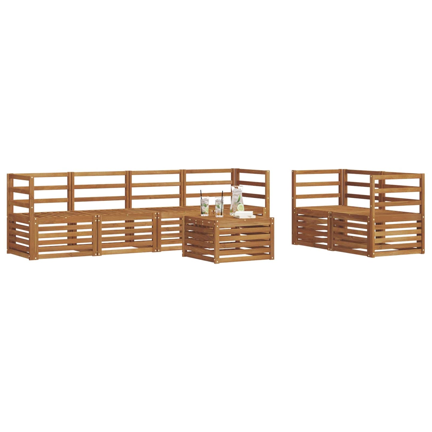 Outdoor Sofa Set 7 pcs Natural Solid Acacia Wood