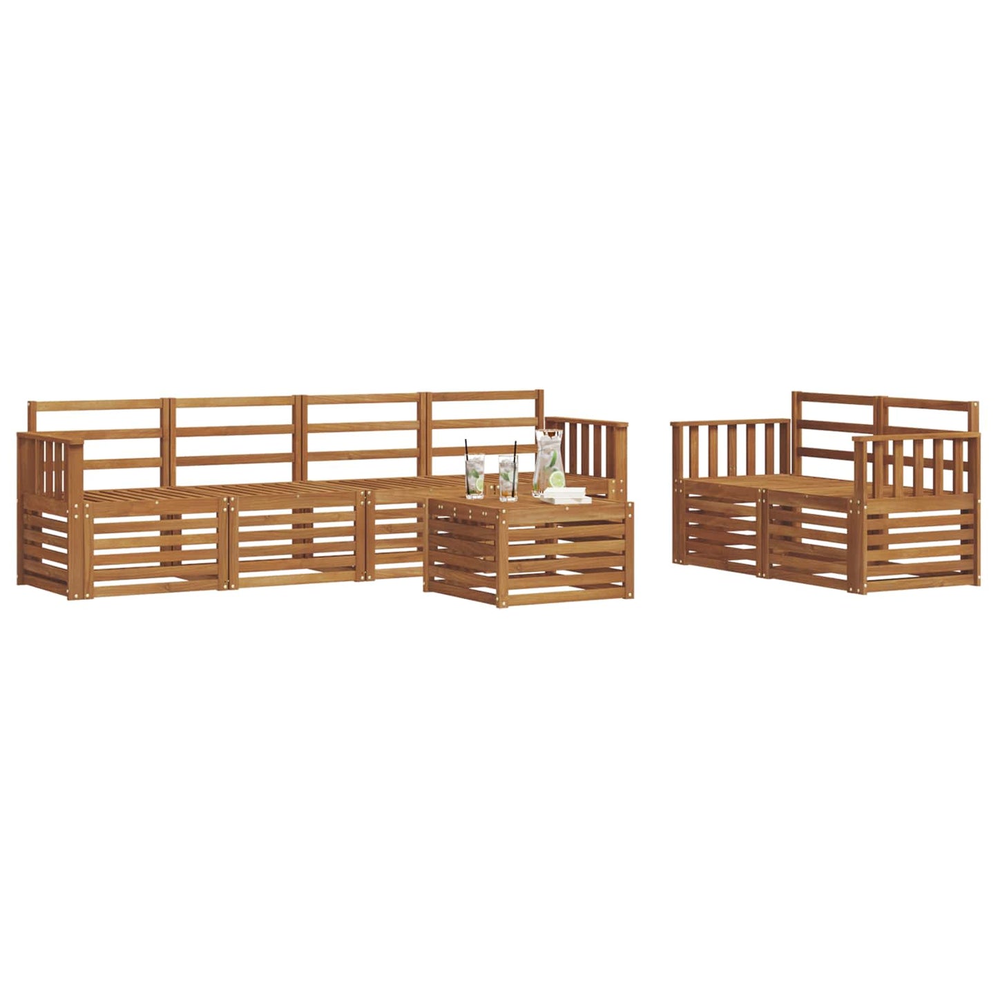 Outdoor Sofa Set 7 pcs Natural Solid Acacia Wood
