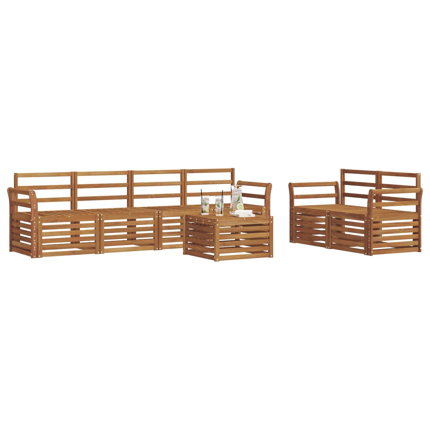 Outdoor Sofa Set 7 pcs Natural Solid Acacia Wood