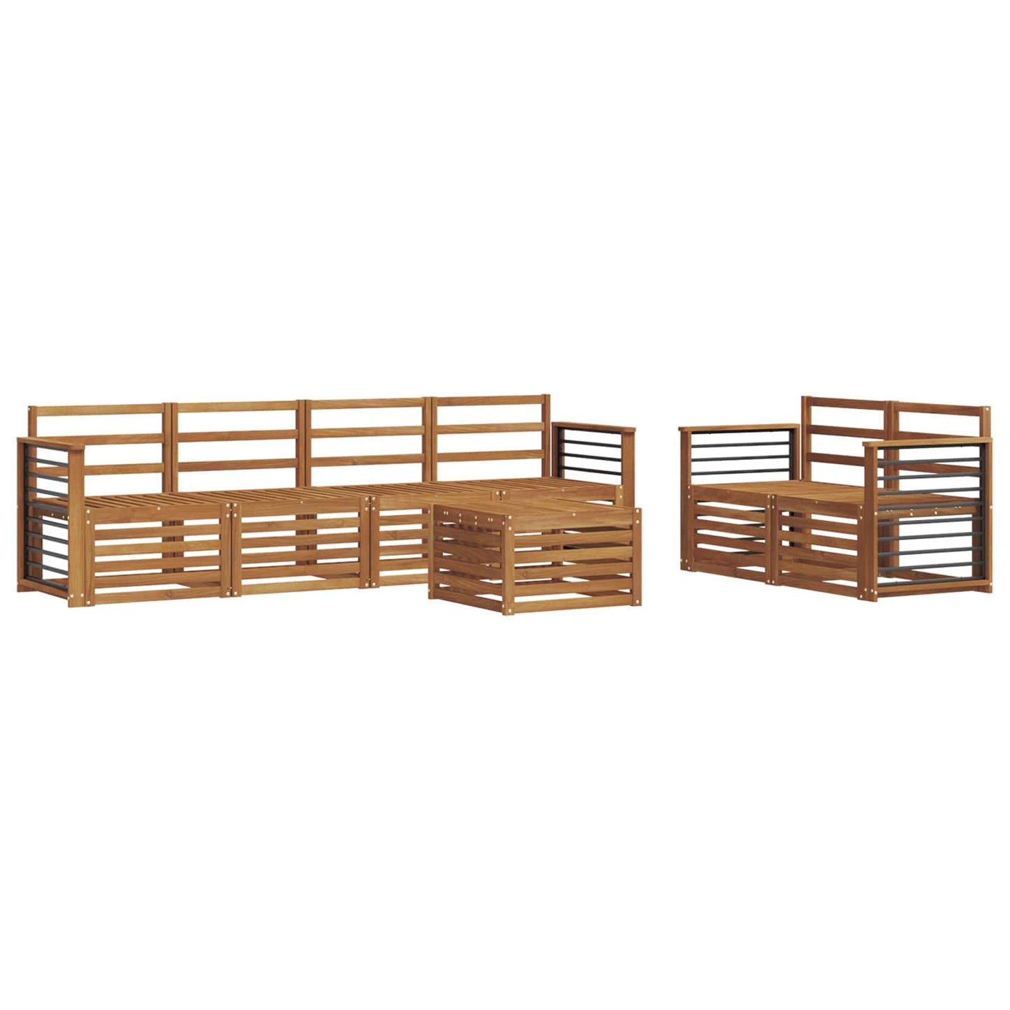 Sofa Sets 7 pcs Natural Solid Acacia Wood