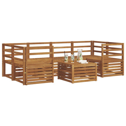 Outdoor Sofa Set 7 pcs Natural Solid Acacia Wood