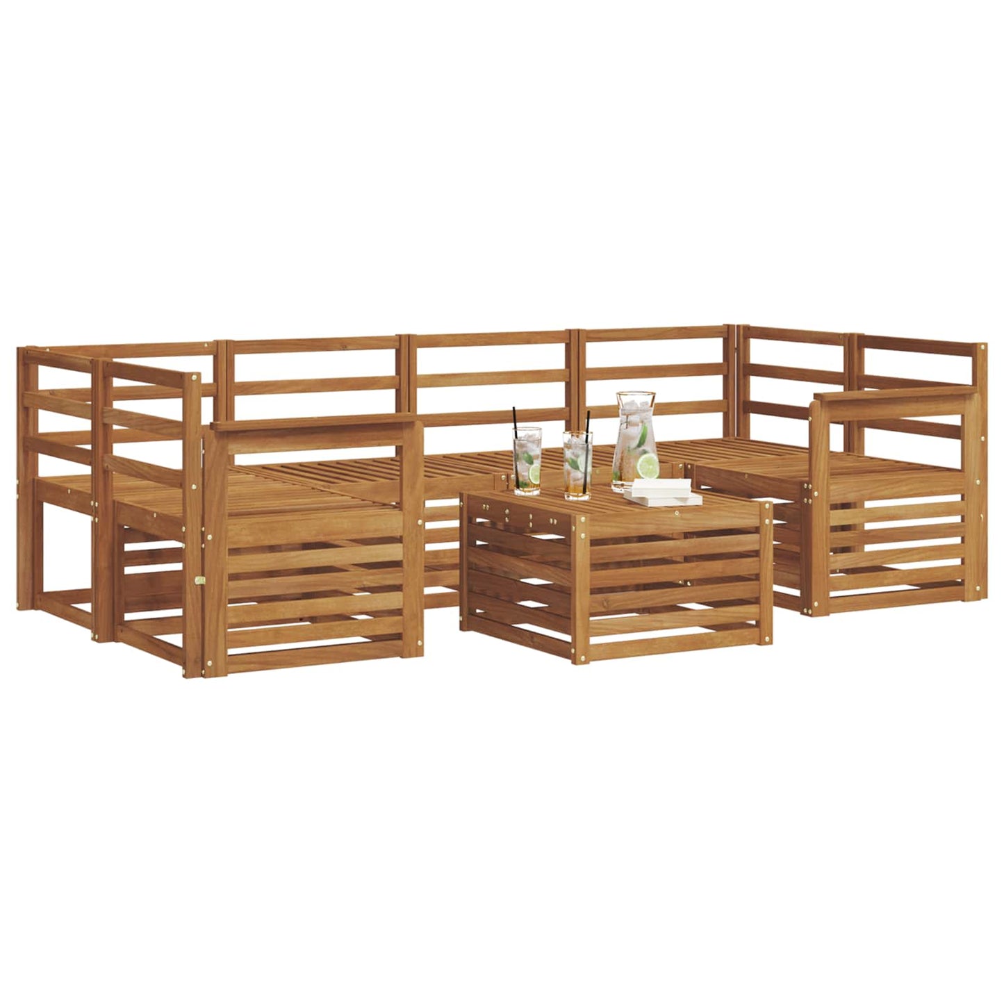Outdoor Sofa Set 7 pcs Natural Solid Acacia Wood