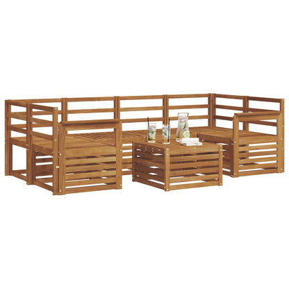 Outdoor Sofa Set 7 pcs Natural Solid Acacia Wood