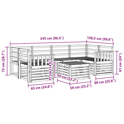 Outdoor Sofa Set 7 pcs Natural Solid Acacia Wood