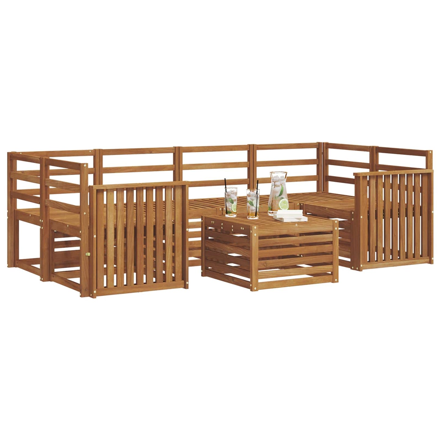 Outdoor Sofa Set 7 pcs Natural Solid Acacia Wood