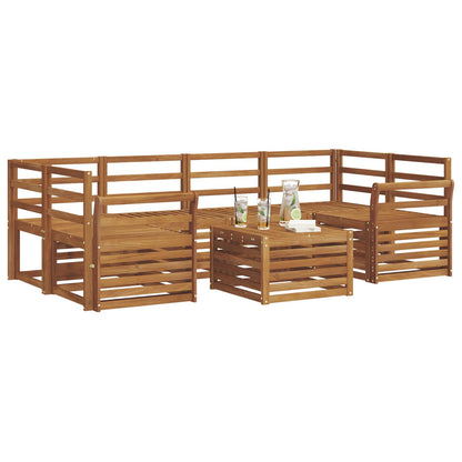 Outdoor Sofa Set 7 pcs Natural Solid Acacia Wood