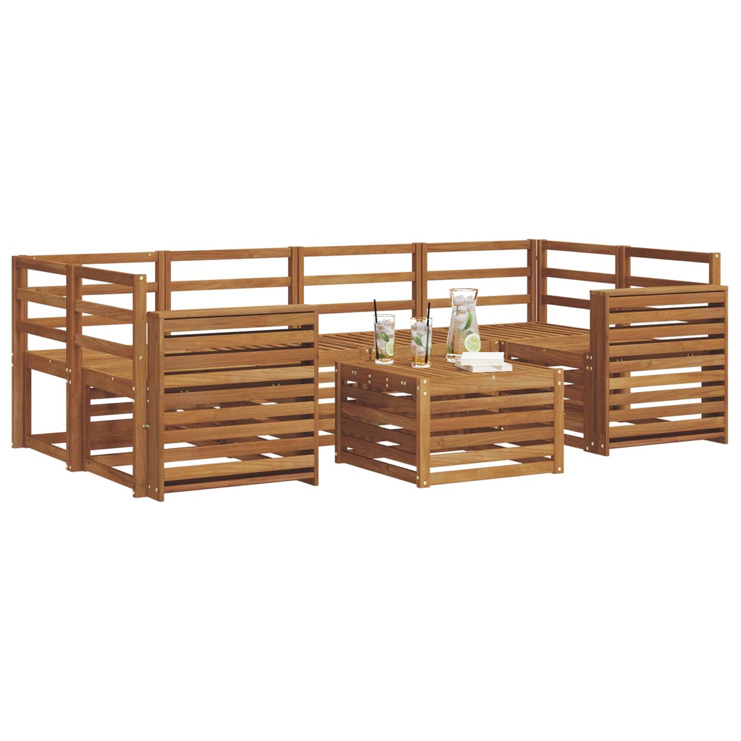 Outdoor Sofa Set 7 pcs Natural Solid Acacia Wood