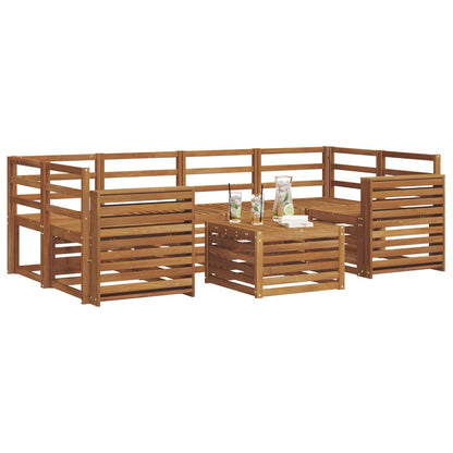 Outdoor Sofa Set 7 pcs Natural Solid Acacia Wood