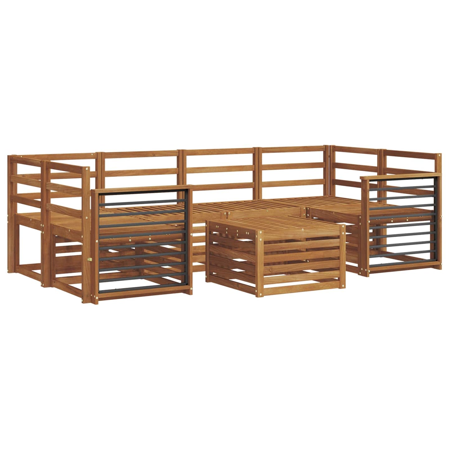 Sofa Sets 7 pcs Natural Solid Acacia Wood