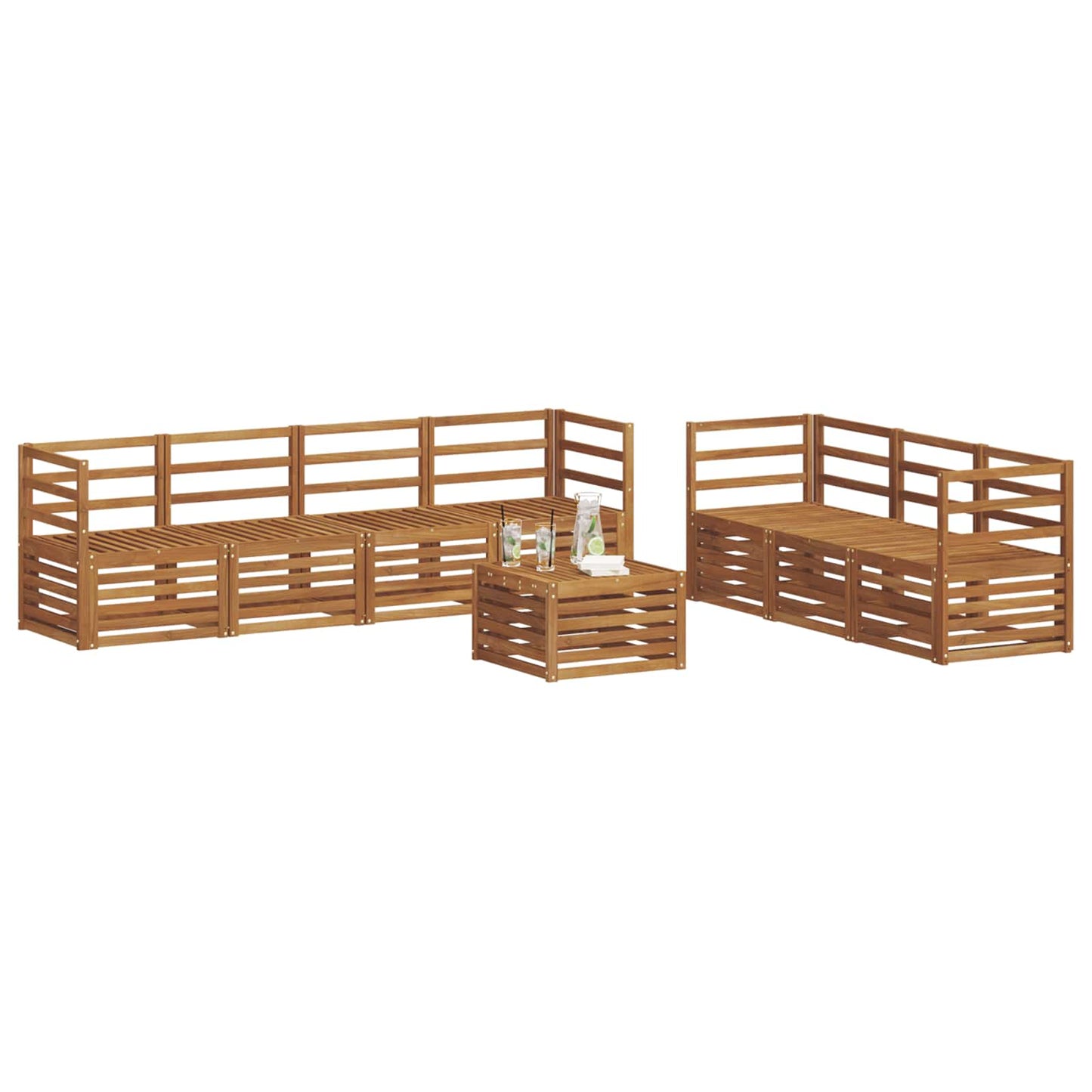 Sofa Sets 8 pcs Natural Solid Acacia Wood