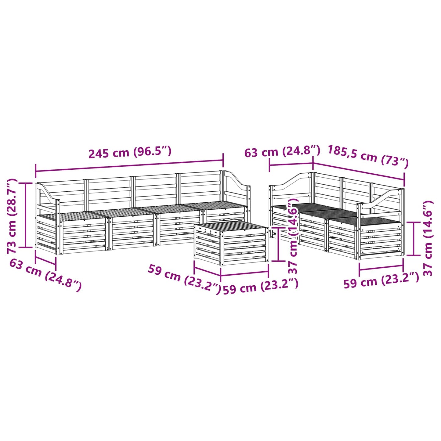 Sofa Sets 8 pcs Natural Solid Acacia Wood