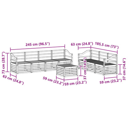 Sofa Sets 8 pcs Natural Solid Acacia Wood