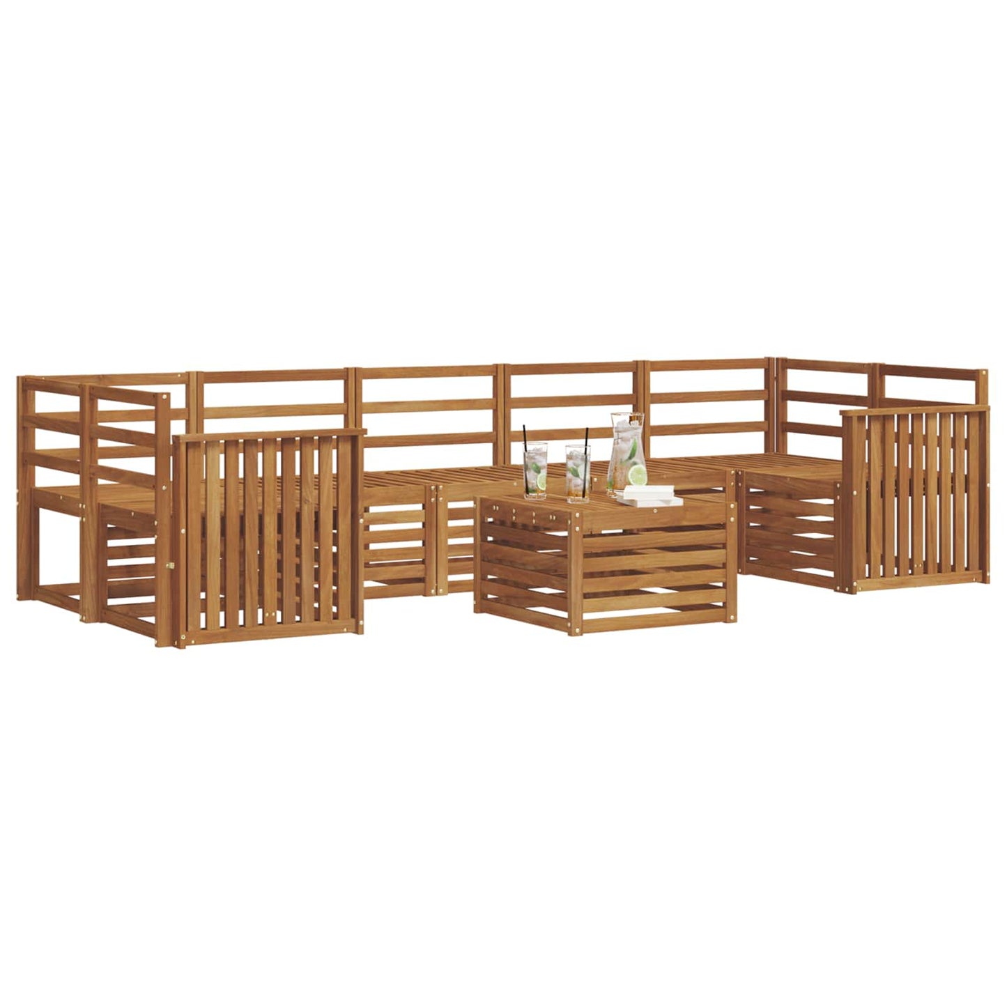 Sofa Sets 8 pcs Natural Solid Acacia Wood