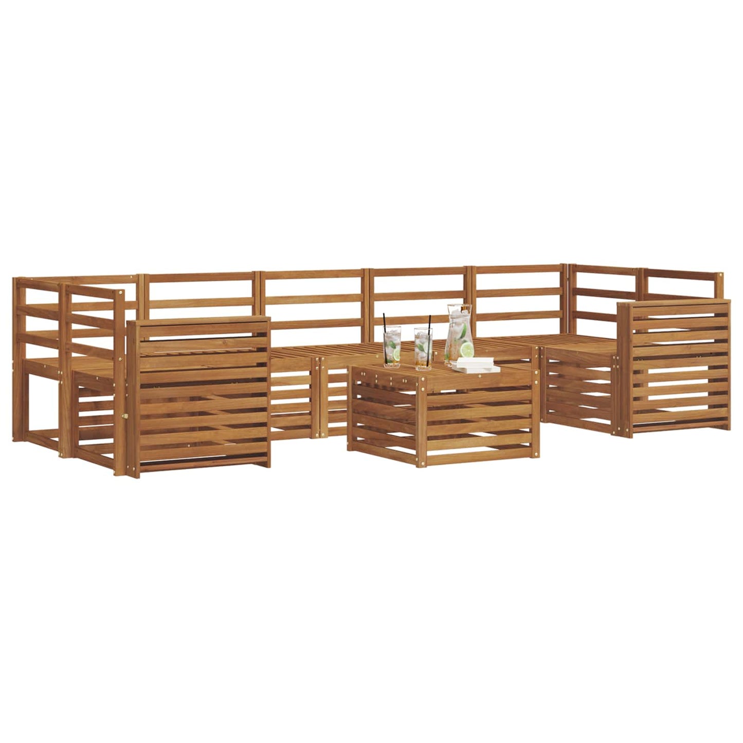 Sofa Sets 8 pcs Natural Solid Acacia Wood