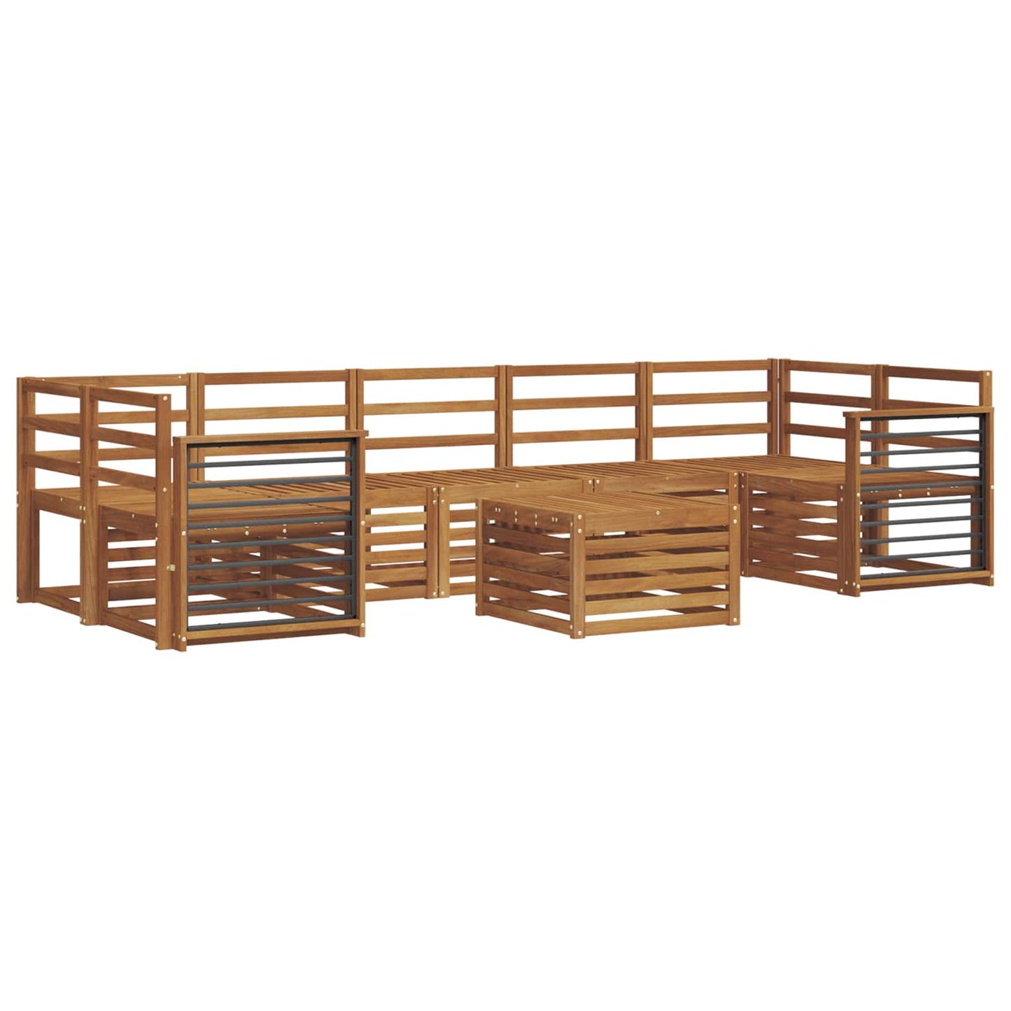 Sofa Sets 8 pcs Natural Solid Acacia Wood