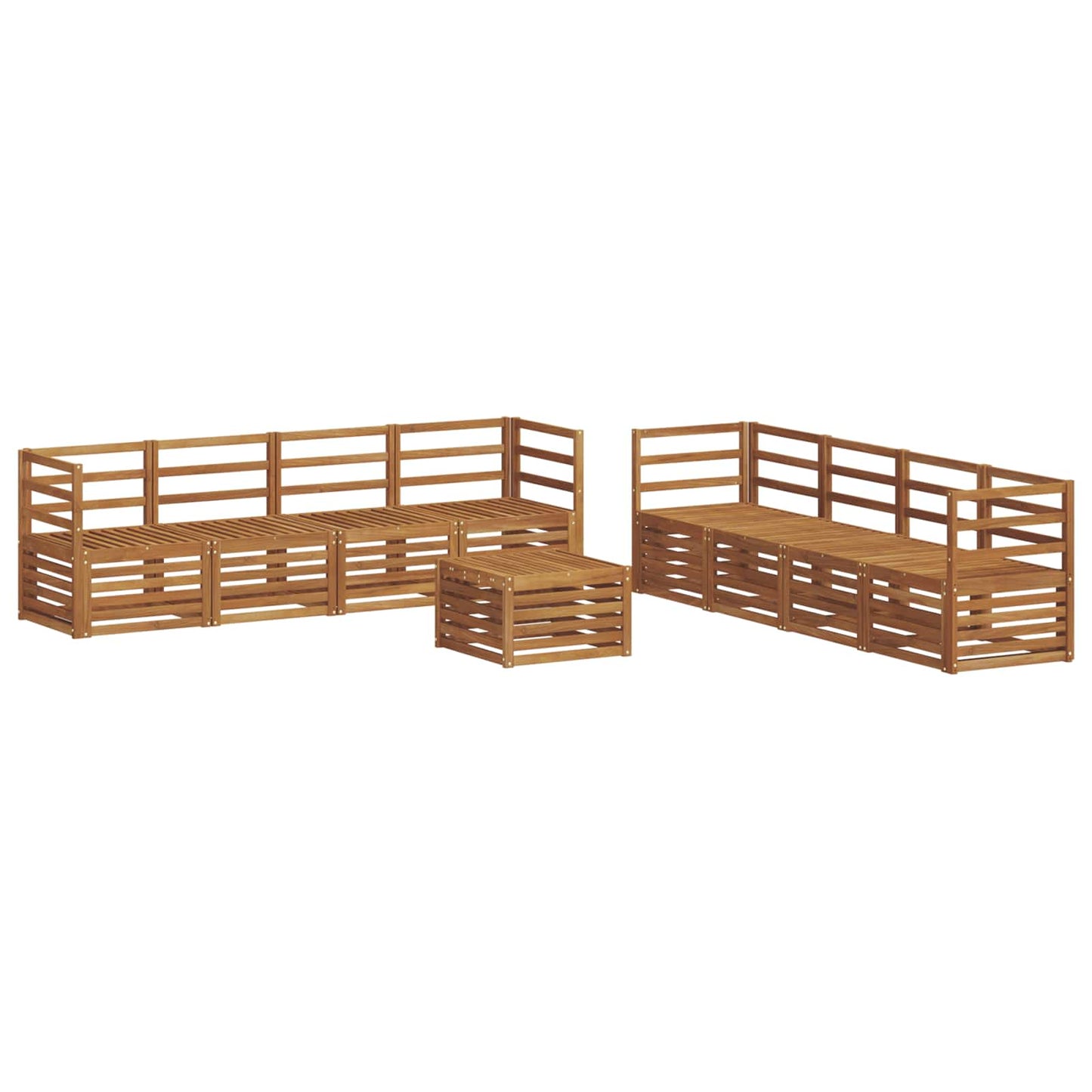 Sofa Sets 9 pcs Natural Solid Acacia Wood