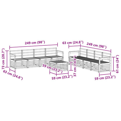 Sofa Sets 9 pcs Natural Solid Acacia Wood