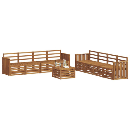 Sofa Sets 9 pcs Natural Solid Acacia Wood