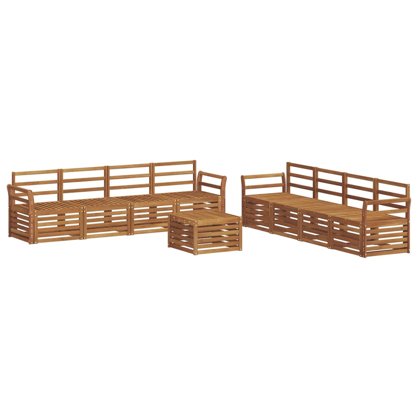 Sofa Sets 9 pcs Natural Solid Acacia Wood