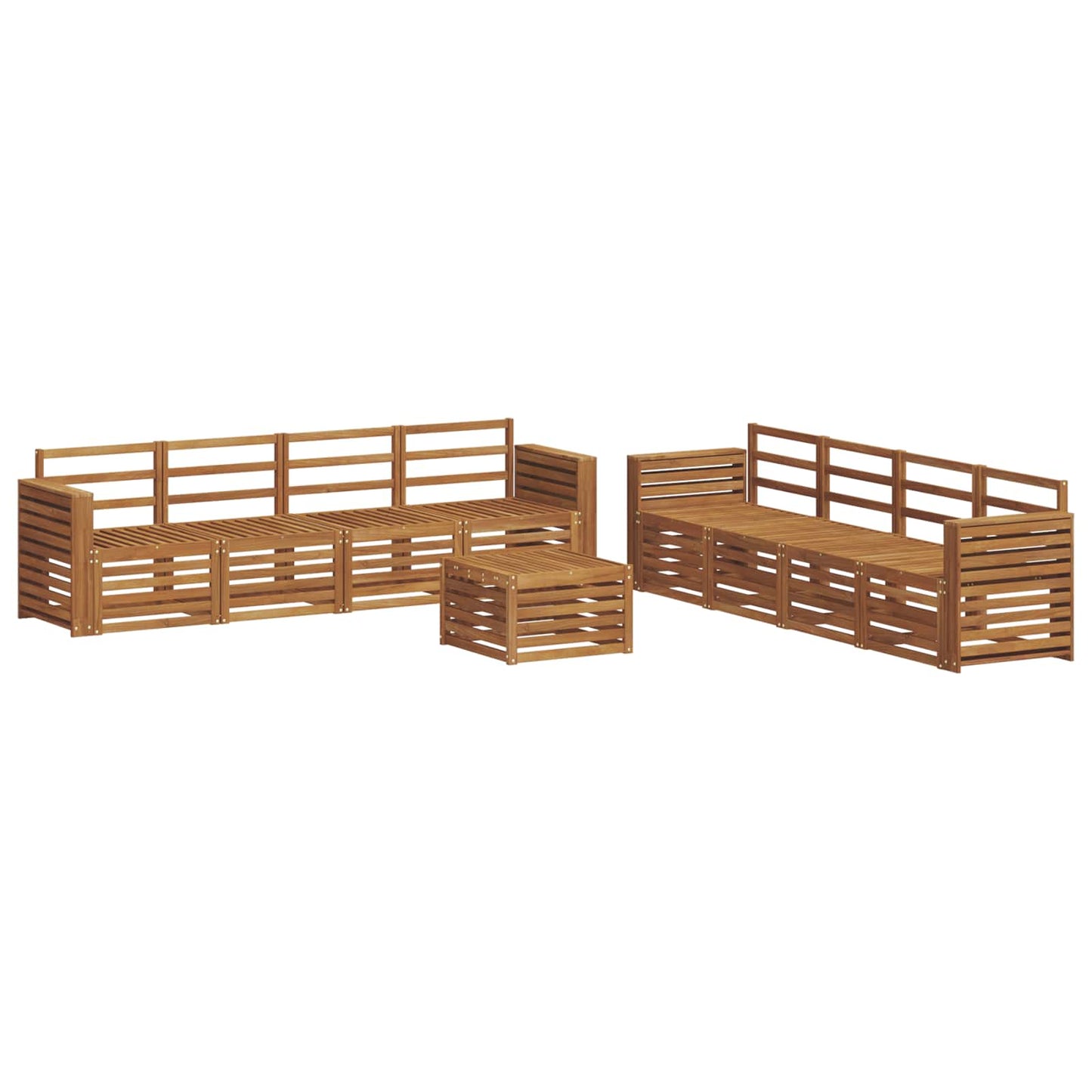 Sofa Sets 9 pcs Natural Solid Acacia Wood