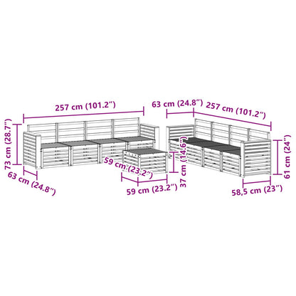 Sofa Sets 9 pcs Natural Solid Acacia Wood