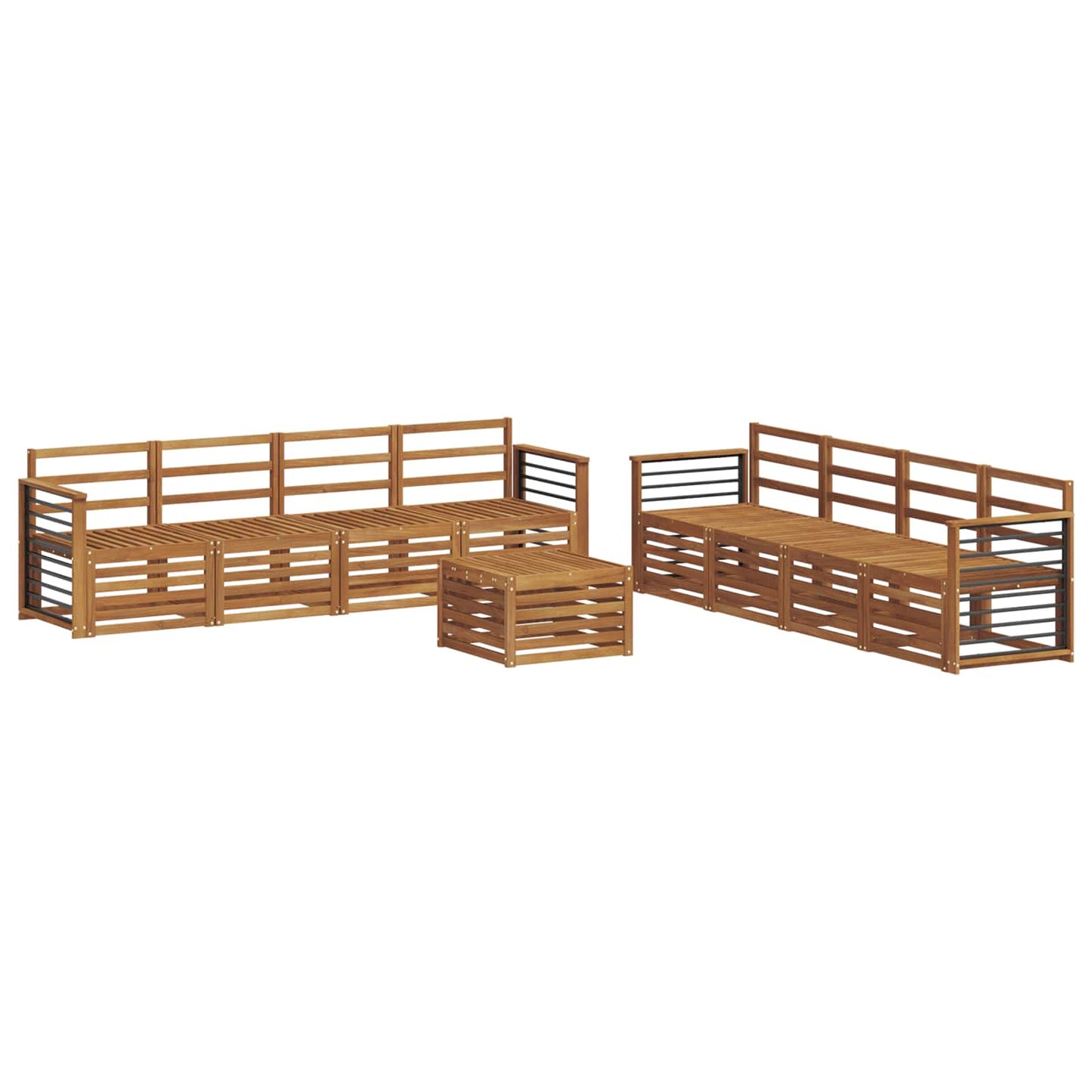 Sofa Sets 9 pcs Natural Solid Acacia Wood