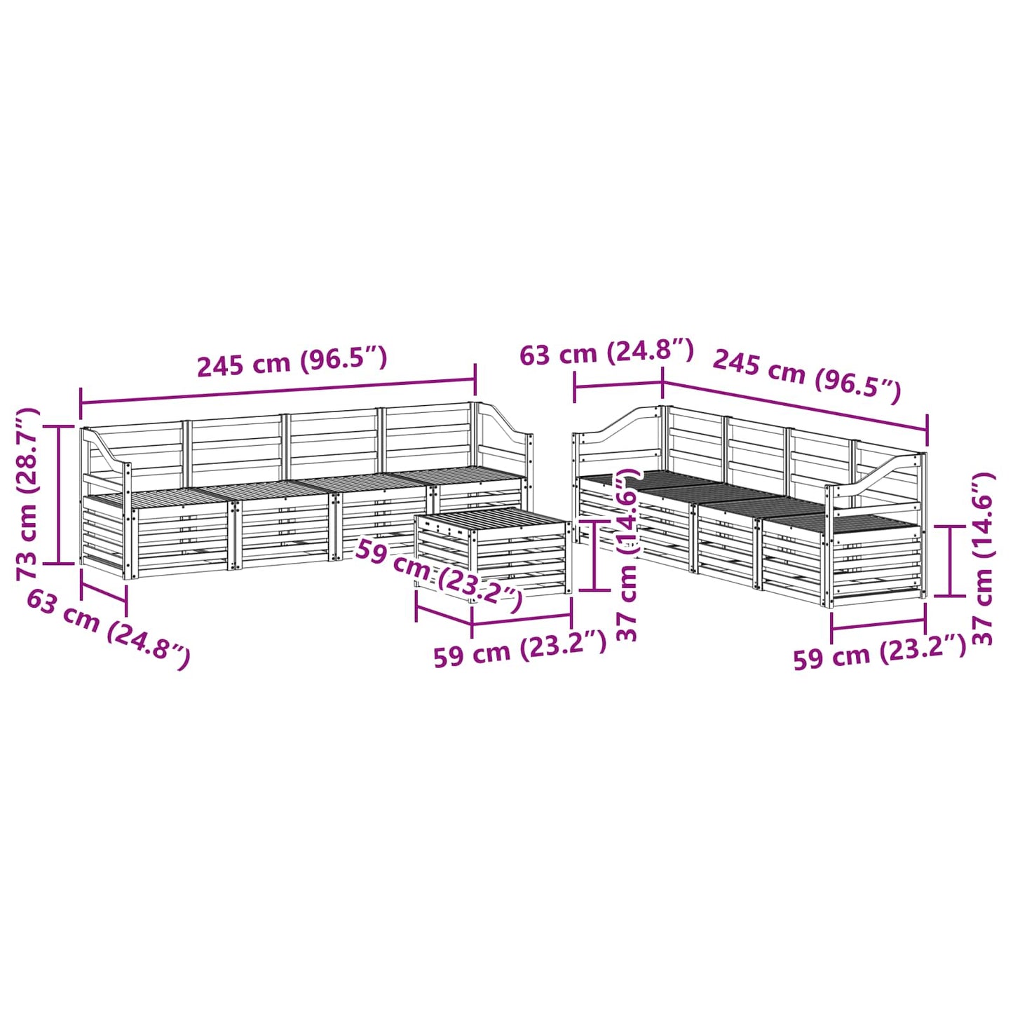Sofa Sets 9 pcs Natural Solid Acacia Wood