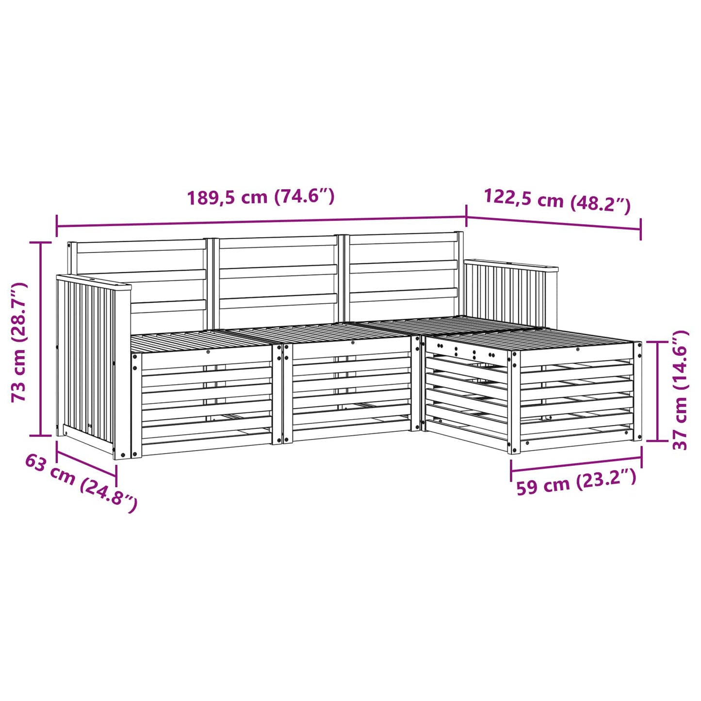 Outdoor Sofa Set 4 pcs Natural