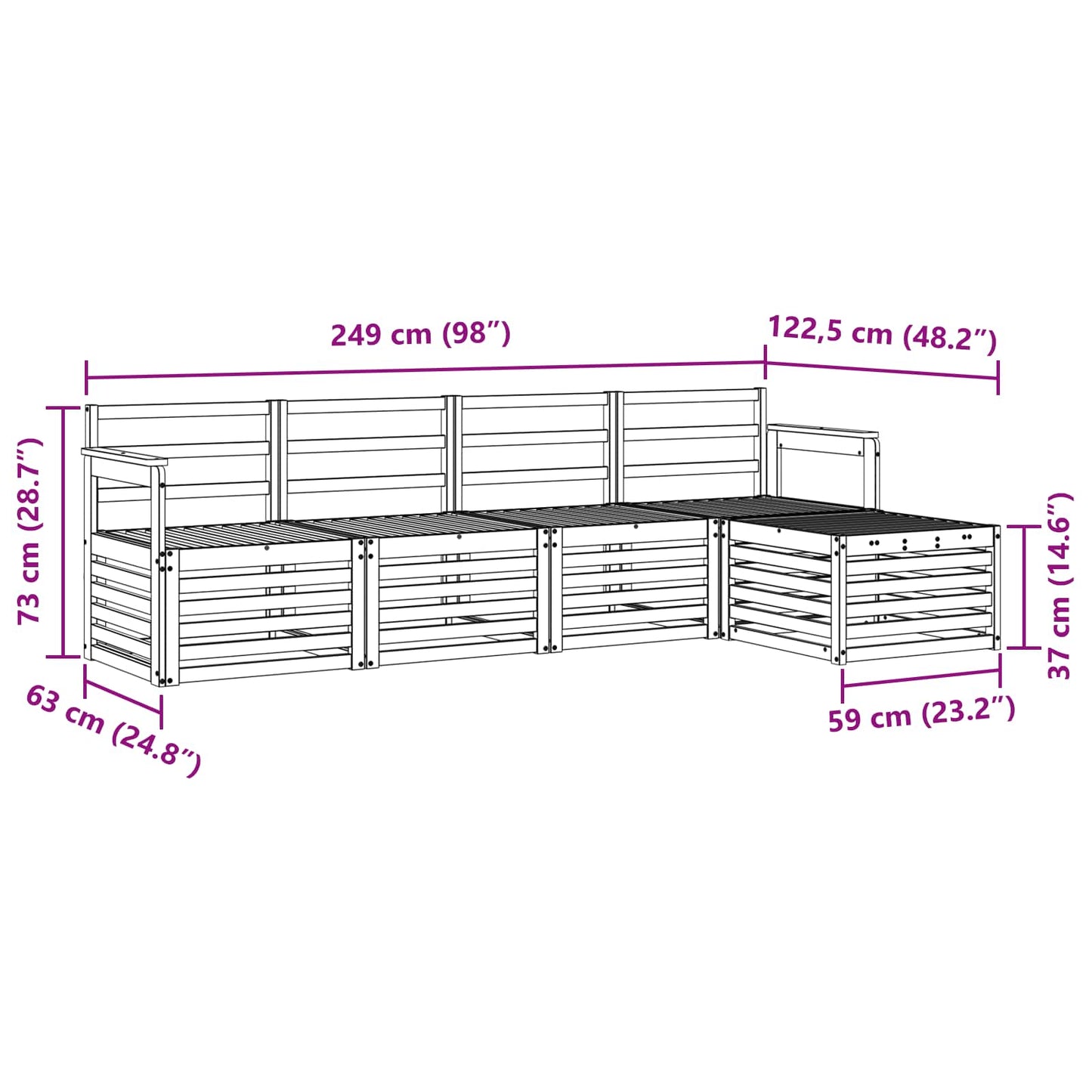 Outdoor Sofa Set 5 pcs Natural