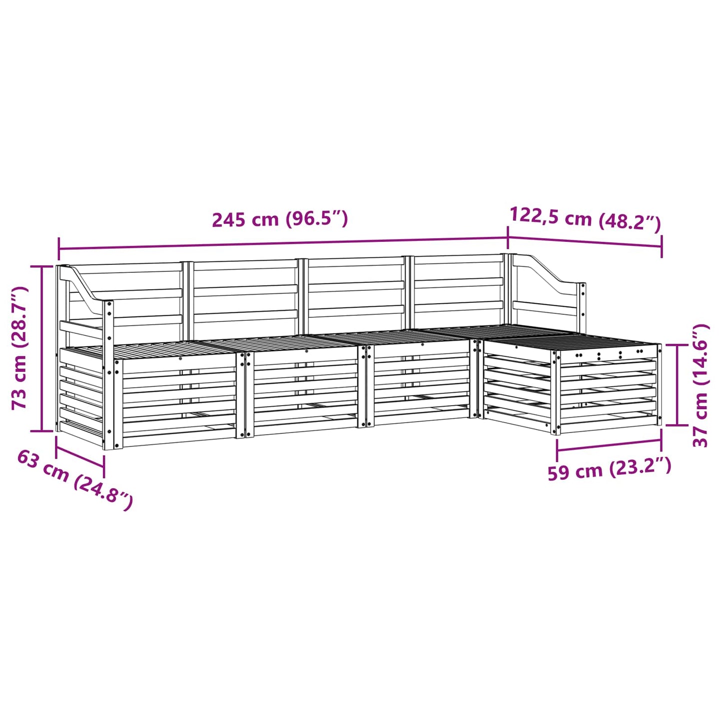 Outdoor Sofa Set 5 pcs Natural