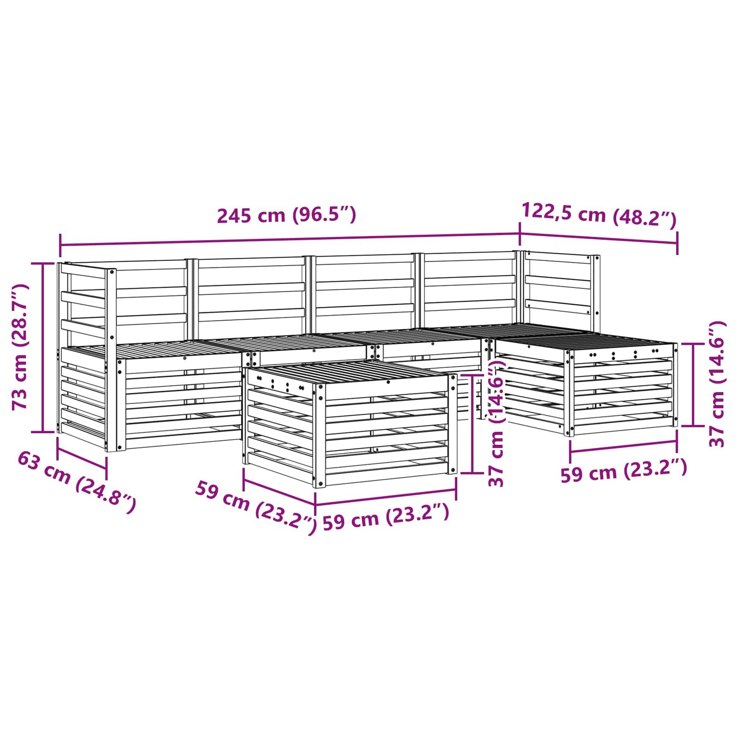 Outdoor Sofa Set 6 pcs Natural