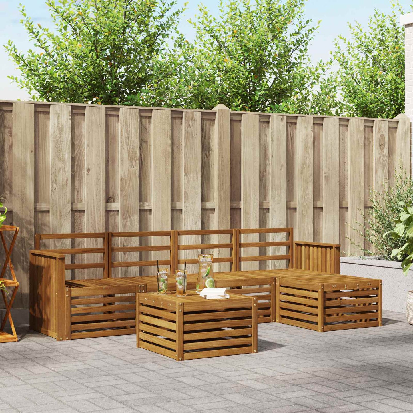Outdoor Sofa Set 6 pcs Natural