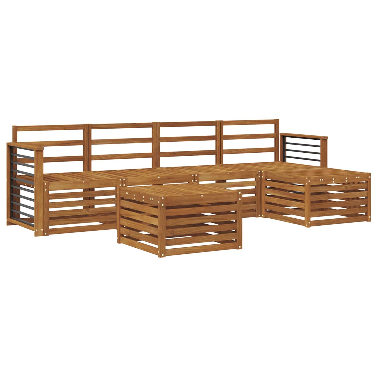 Sofa Sets 6 pcs Natural Solid Acacia Wood