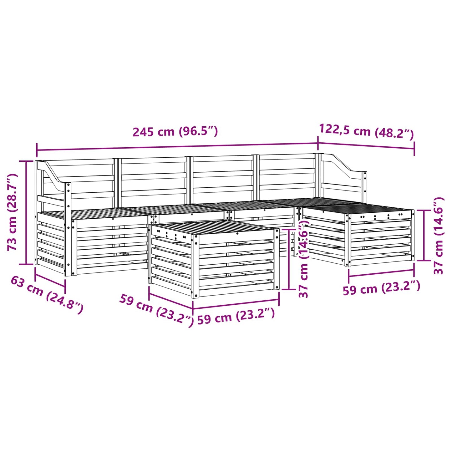 Outdoor Sofa Set 6 pcs Natural
