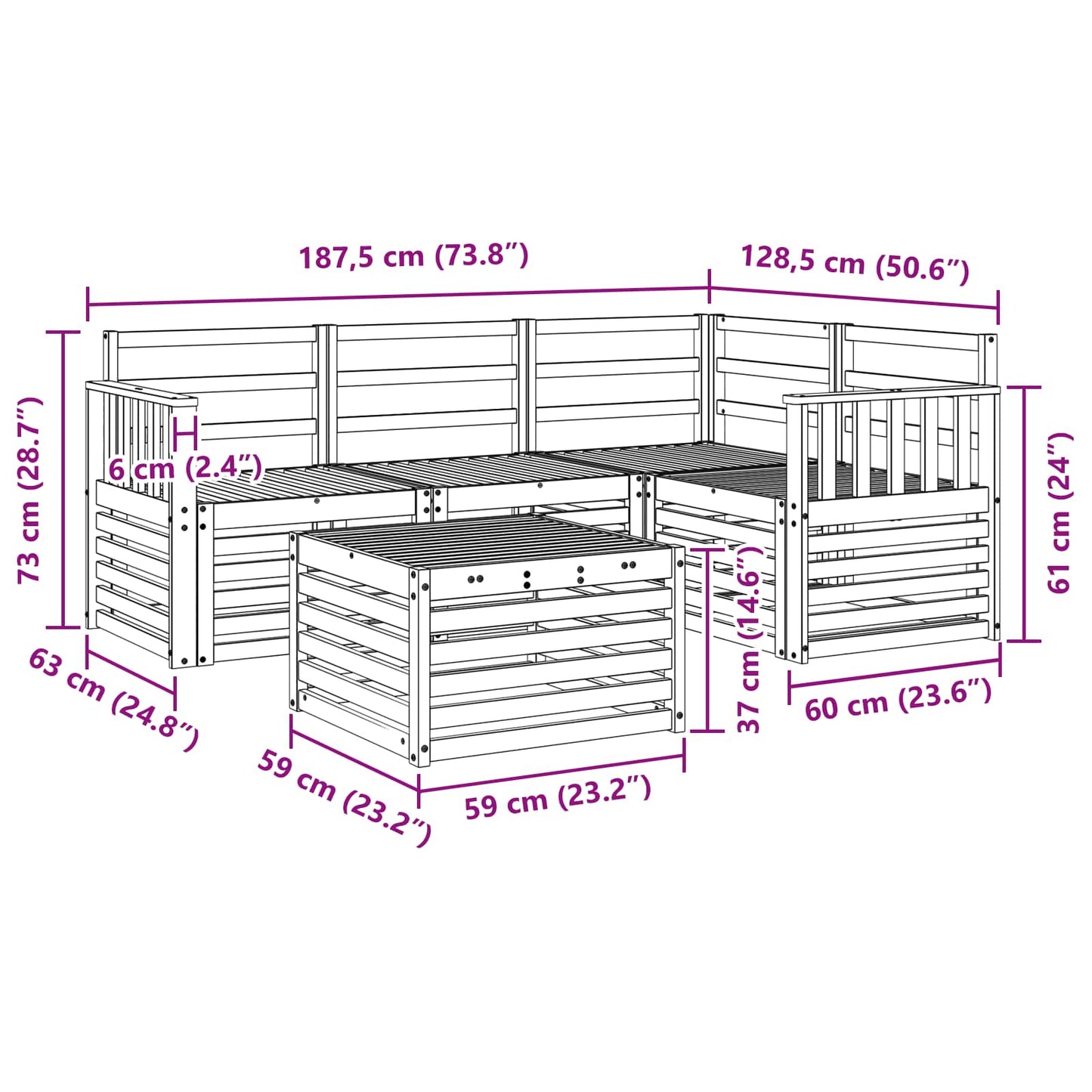 Outdoor Sofa Set 5 pcs Natural