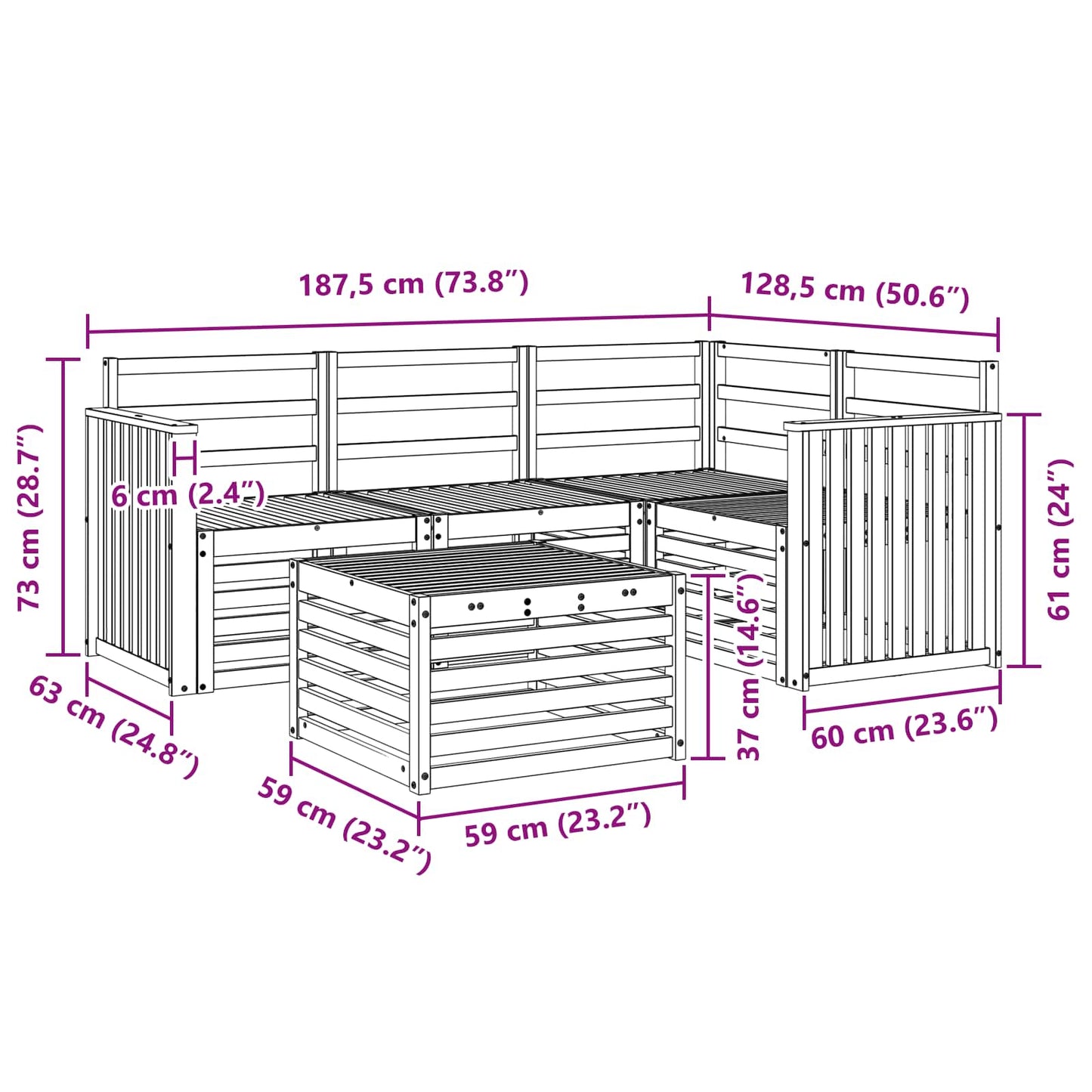 Outdoor Sofa Set 5 pcs Natural