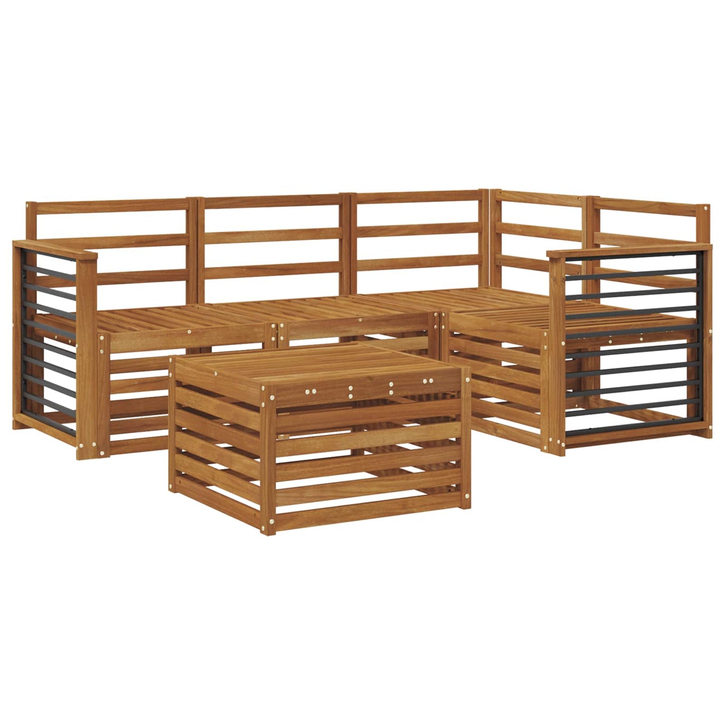 Outdoor Sofa Set 5 pcs Natural Solid Acacia Wood