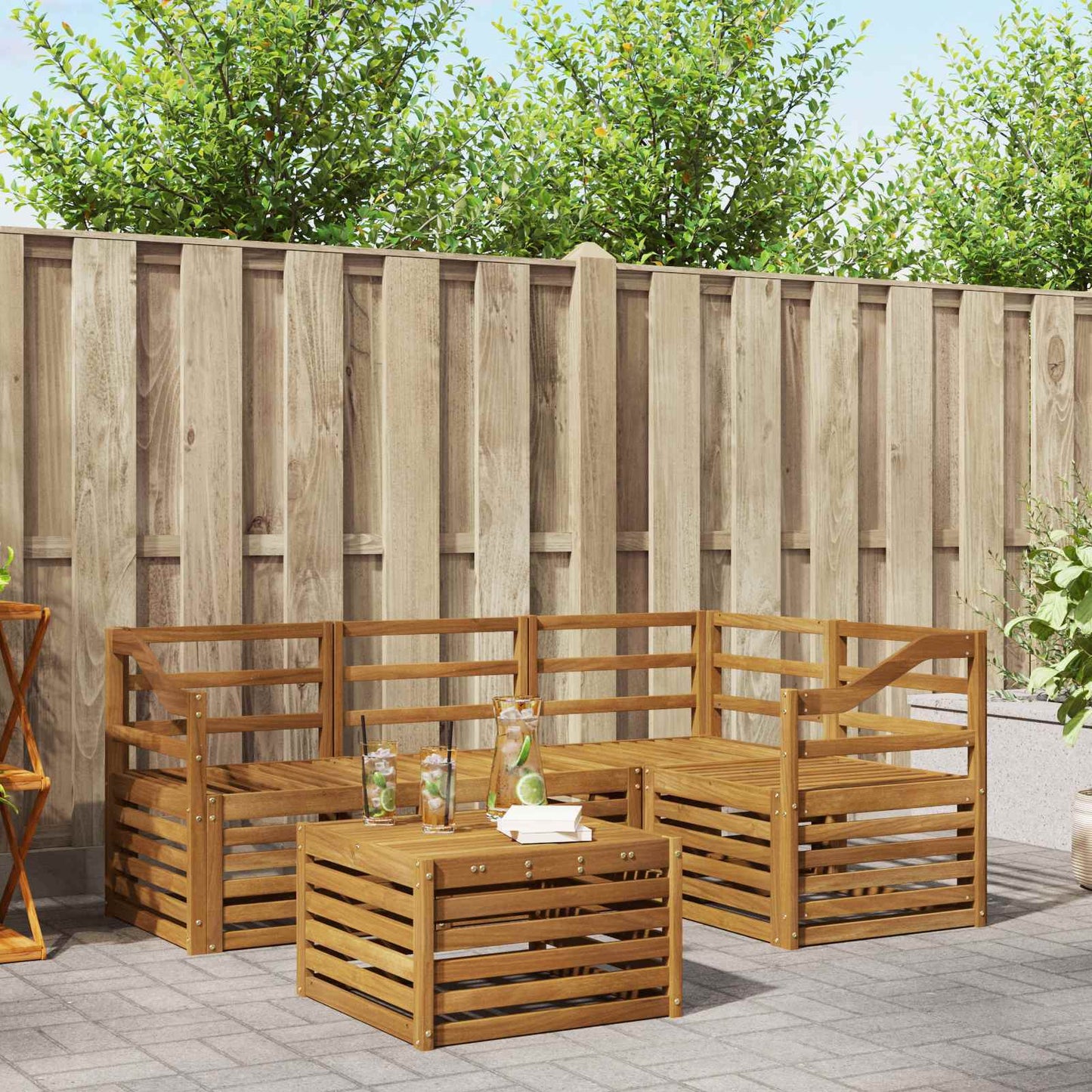 Outdoor Sofa Set 5 pcs Natural