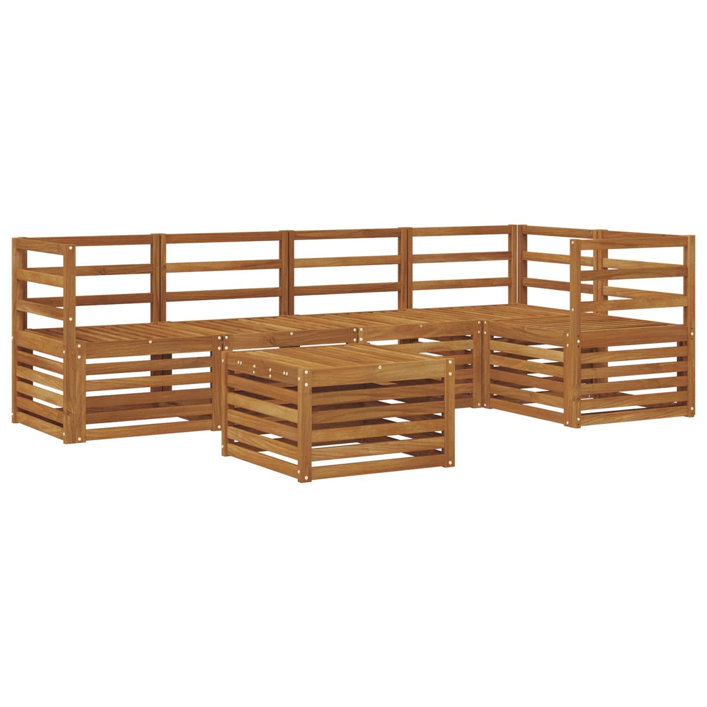 Sectional Sofa Set 6 pcs Natural Solid Acacia Wood