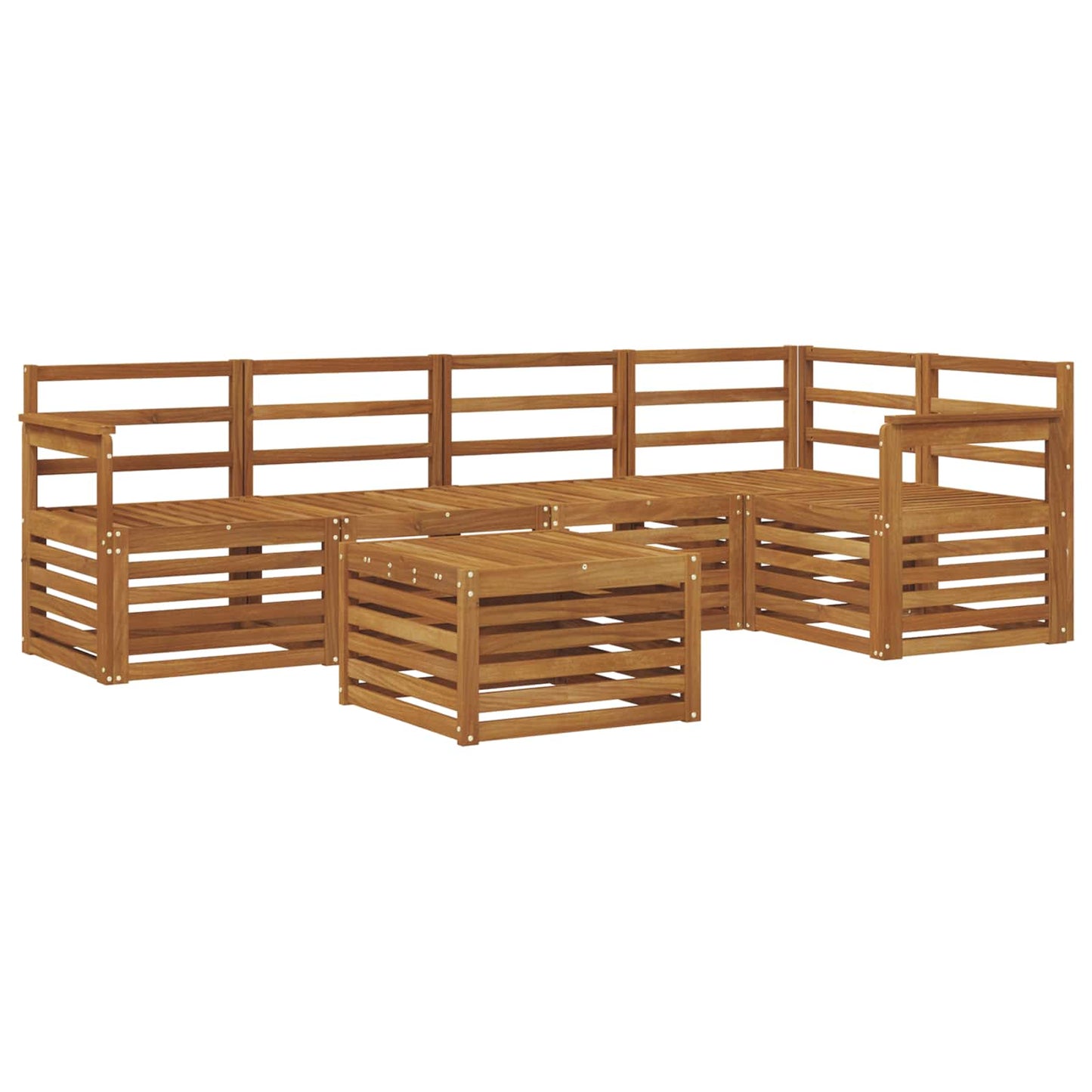 Sectional Sofa Set 6 pcs Natural Solid Acacia Wood