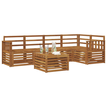 Sectional Sofa Set 6 pcs Natural Solid Acacia Wood