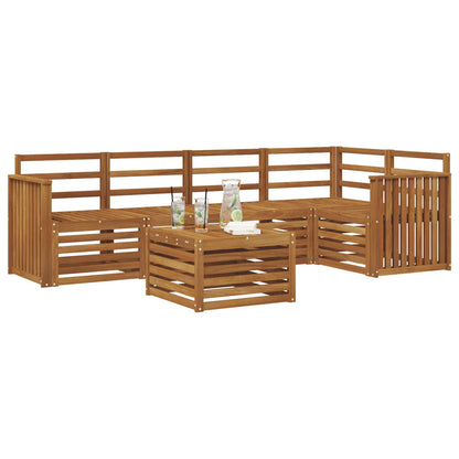 Sectional Sofa Set 6 pcs Natural Solid Acacia Wood
